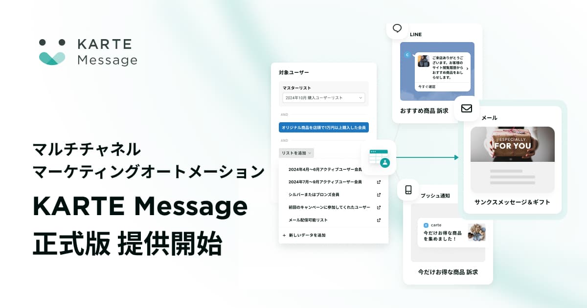 プレイド、マルチチャネルマーケティングオートメーション「KARTE Message」正式版を提供開始